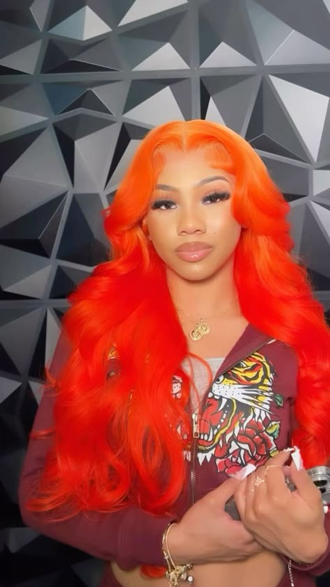 Orange Wig, Frontal Wig Hairstyles, Cute Hair Colors, Creative Hair Color, Wigs Glueless, Pretty Hair Color, Dope Hairstyles, Body Wave Hair, Lace Hair