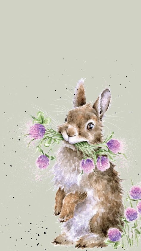 Rabbit Phone Wallpaper by Wrendale Designs Rabbit Phone Wallpaper, Bunny Rabbit Art, Easter Drawings, Bunny Watercolor, Bunny Painting, Wrendale Designs, Easter Wallpaper, Rabbit Art, Bunny Art