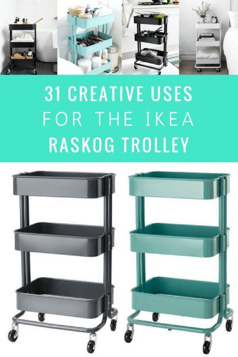 ikea raskog trolley uses and ideas for every room in your house. Ikea 3 tier trolley, Ikea cart. #Ikeahacks #raskogtrolley #raskogcart Rolling Cart Ikea, Ikea Cart Hack, Rolling Cart Organization, Ikea Raskog Trolley, Sewing Cart, Ikea Trolley, Raskog Ikea, Office Cart, Ikea Raskog Cart