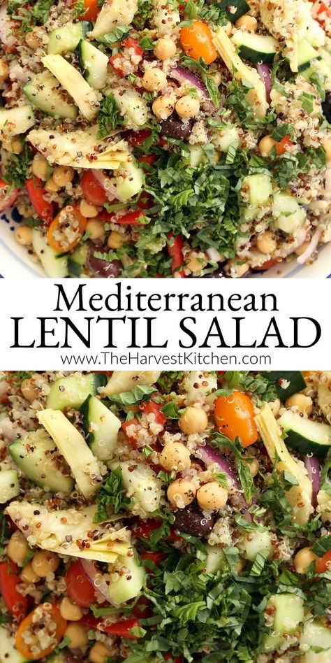 Mediterranean Lentil Salad, Mediterranean Recipes Healthy, Mediterranean Quinoa, Mediterranean Diet Recipes Dinners, Quinoa Salad Recipe, Mediterranean Quinoa Salad, Easy Mediterranean Diet Recipes, Mediterranean Salad, Hearty Salads