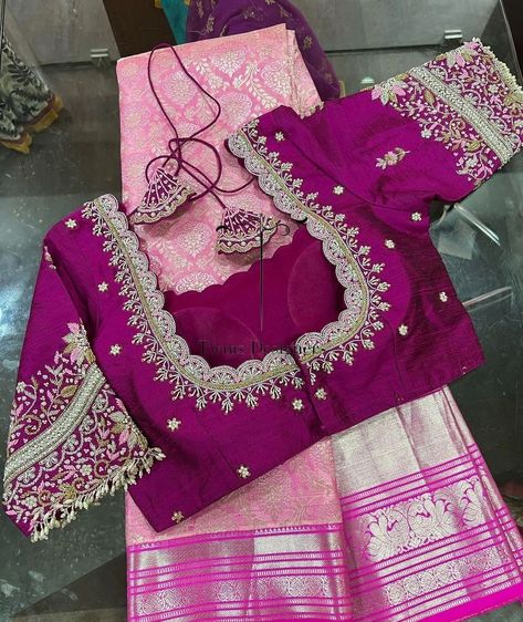 Cutwork Maggam Work Blouses, Pattu Blouse Design Models Latest, Maggam Work Blouse Designs Latest For Pattu Sarees, Half Saree Blouse Designs, Marriage Blouses, Exclusive Blouse Designs, Anarkali Patterns, Mirror Work Blouse Design, Cutwork Blouse