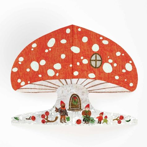 Back in stock for the wintery season, Snowy Mushroom Christmas cards by Mortlake Papers. A very cosy winter scene on a cut out shaped greeting card made from recycled paper. 🍄❄️ Mortlake Papers was established by award-winning illustrator Alice Lickens in October 2022.  Each design starts life as a drawing, collage or painting made by Alice in her South London studio. One of the great things about these cards is you can keep them and turn them into decorations to reuse year after year! Luck... Mushroom Card, Christmas Mushroom, Mushroom Home, Mushroom Christmas, Drawing Collage, Good Luck Cards, New Home Cards, October 2022, Die Cut Cards