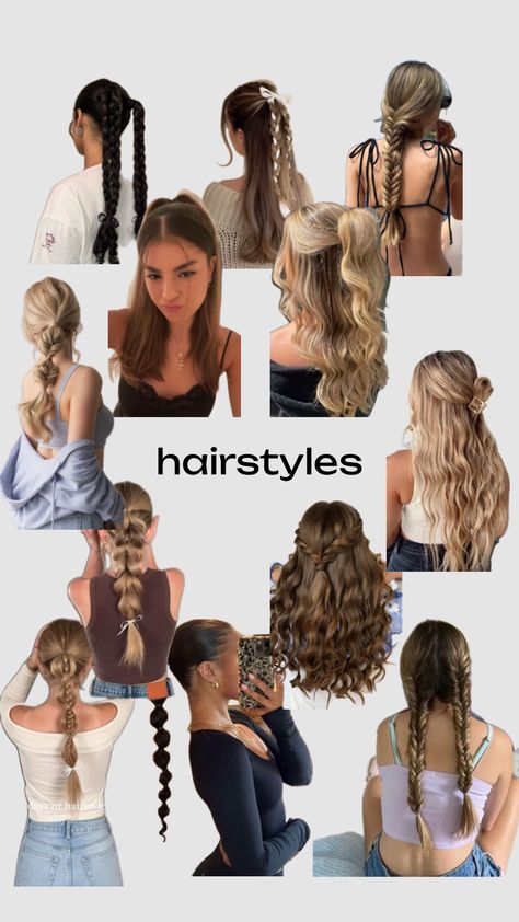 #hairstyles #curly #wavy #hairinspo #straighthair #braid #plait #halfuphalfdown #clawclip Casual Hairstyles For Long Hair, Cute Volleyball Hairstyles, Hairstyle Examples, Brunette Hair With Highlights, Cute Simple Hairstyles, Plaits Hairstyles, Toddler Hairstyles Girl, Hairstyles For Layered Hair