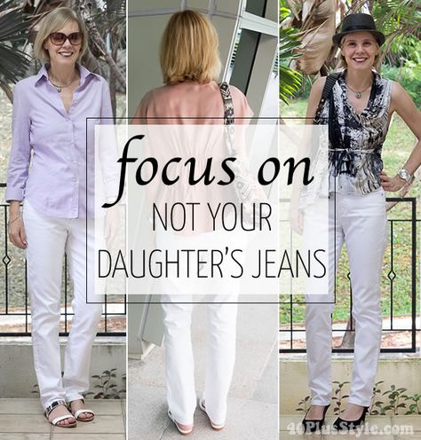 Not Your Daughter’s Jeans NYDJ spring collection – jeans women love! | 40plusstyle.com Not Your Daughters Jeans, Nydj Jeans Outfits, Nydj Jeans, Over 60 Fashion, Curve Jeans, 60 Fashion, T Shirt And Jeans, Aging Gracefully, Tshirt Outfits