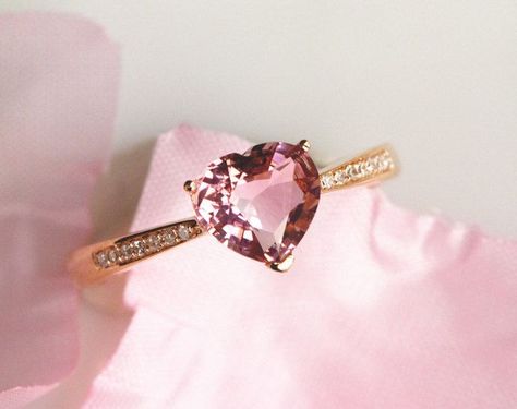 Heart Engagement, Pink Morganite Engagement Ring, Topaz Birthstone, Gold Diamond Wedding Band, Wedding Rings Rose Gold, Morganite Engagement, Pink Morganite, Morganite Engagement Ring, Pink Ring