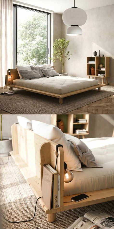 Minimalist Bed, Bed Frame Design, Dekorasi Kamar Tidur, Bedroom Bed Design, Bed Furniture Design, Modern Bedroom Decor, Room Makeover Bedroom, Diy Bed, Room Inspiration Bedroom