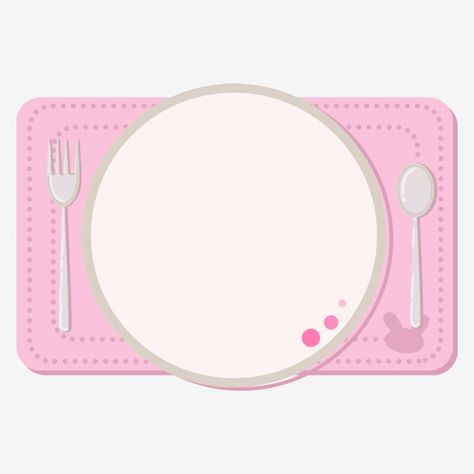 Fork Clipart, Spoon Clipart, Pink Table Cloth, Food Border, Plate Illustration, Border Illustration, Gold Circle Frames, Plate Drawing, Plate Png