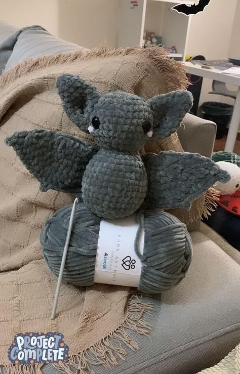 Elephant Crochet Pattern Free, Bat Crochet, Aesthetic Patterns, Quick Projects, Crochet Bat, Easy Crochet Animals, Crochet Aesthetic, Crochet Animals Free Patterns, Crochet Design Pattern