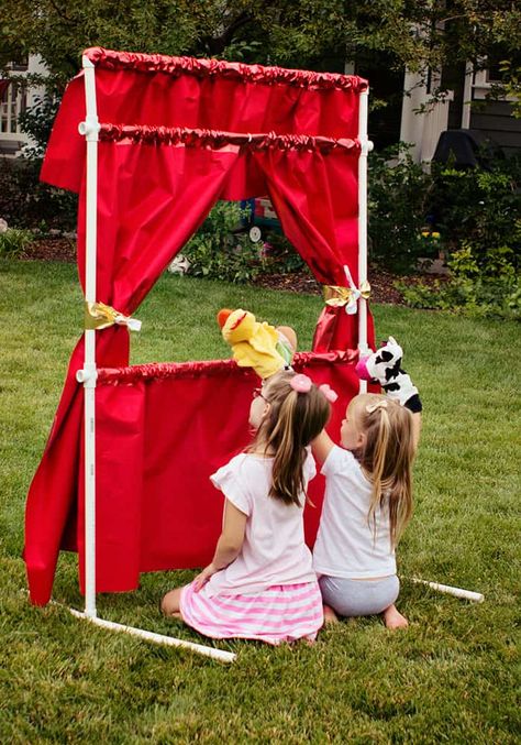 How to make a Puppet Theater Diy Puppet Theater, Kids Puppet Theater, Diy Puppet, Puppet Stage, Theatre Diy, Theater Mask, Kid Aesthetic, Puppets Diy, Theater Kid