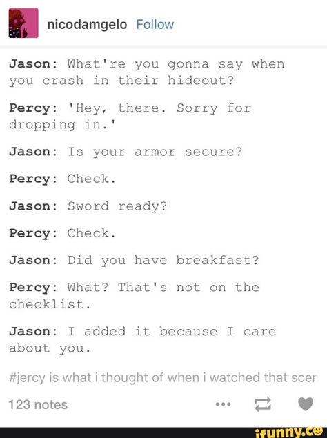 He cares!! Jason And Percy, Jason X, Zio Rick, Percy Jackson Ships, Pjo Hoo, Jason Grace, Magnus Chase, Percy Jackson Memes, Percy Jackson Art