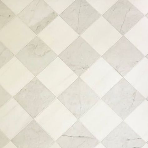 ANN LANE HOME on Instagram: "By far my most asked question about a floor is this pretty marble checkerboard 🤍🩶🤍🩶 @ctmarble" Diagonal Checkerboard Floor, Light Grey Checkered Floor, Flooring For Hallways, Travertine Checkered Floor, Mudroom Ideas Flooring, Checkboard Floor Bathroom, Checker Board Bathroom Flooring, Soft Checkered Floor, Taupe Checkerboard Floor