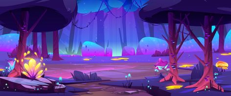 Free Vector | Magic forest landscape at night Swamp Magic, Free Victor, Forest Cartoon, Night Club Aesthetic, Magical Images, Forest Background, Magic Forest, Fantasy Forest, Game Background