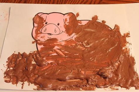 Our Crafts ~N~ Things Preschool Craft Ideas, Manila Paper, Muddy Pigs, Farm Animals Preschool, Farm Animals Activities, Mud Paint, Farm Theme Preschool, Farm Animal Crafts, April Crafts