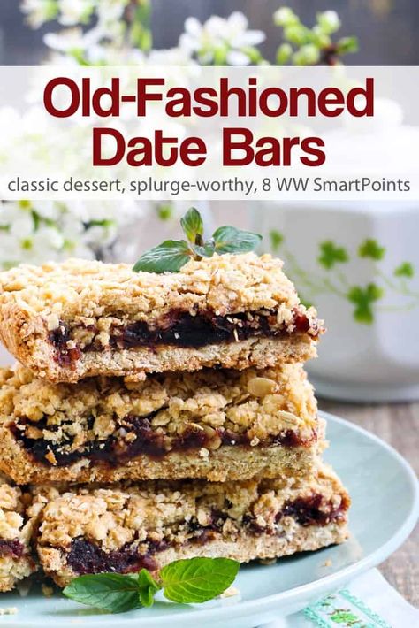 Old Fashioned Date Bars Recipe, Date Bars Recipe, Date Recipes Desserts, Date Bar, Date Bars, Date Recipes, Ww Desserts, Oat Bars, Bar Recipe