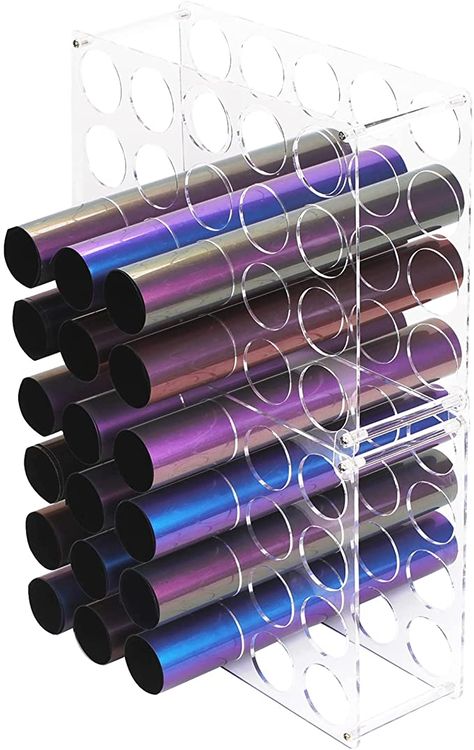 Amazon.com: Vinyl Roll Storage 40-Holes Vinyl Storage Rack for Craft Room Vinyl Roll Holder for up to 40 Vinyl Rolls, Acrylic Material (2-Pack) : Arts, Crafts & Sewing Vinyl Roll Storage, Vinyl Storage Rack, Vinyl Roll Holder, Roll Storage, Vinyl Roll, Sewing Supplies Storage, Acrylic Storage, Vinyl Storage, Vinyl Rolls