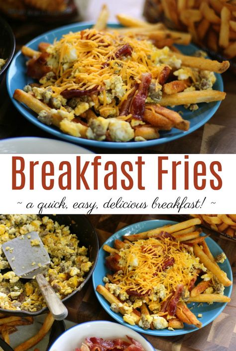 [ad] Fries for breakfast?  YES!  Try this delicious, easy recipe for Breakfast Fries, any way you like them!   #SuperCrispyMealHero Breakfast Nachos With Waffle Fries, Leftover French Fries Breakfast, Breakfast French Fries, French Fries And Eggs, French Fry Breakfast Casserole, Loaded Breakfast Fries, Food Truck Breakfast Menu Ideas, French Fries Breakfast, Breakfast Fries