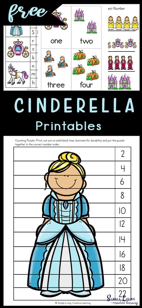 Cinderella Printables Fairy Tale Math Activities, Fairy Tales Lesson Plans, Fairy Tale Math, Cinderella Printables, Fairy Tales Preschool Activities, Cinderella Crafts, Fairy Tales Kindergarten, Fairytale Lessons, Disney Lessons