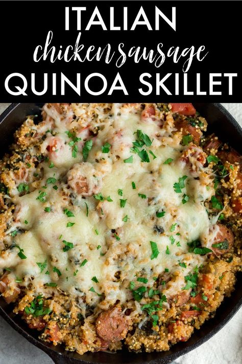 Italian Turkey Sausage Recipes, Sausage Quinoa, Healthy Sausage Recipes, Sausage Italian, Quinoa Skillet, Dinner With Chicken, Chicken Sausage Recipes, Italian Seasonings, Sausage Dinner