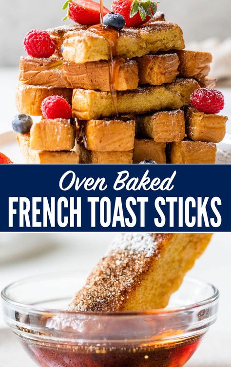 French Toast Whole Wheat Bread, Baked French Toast Sticks Recipe, Oven Baked French Toast Sticks, Oven French Toast Recipe Same Day, French Toast Sticks Oven, Easy Oven French Toast Recipe, Bake French Toast In Oven, Diy French Toast Sticks, French Toast Oven