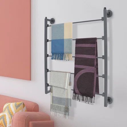 Latitude Run® Wall Mount Tie Scarf Belt Organizer Rack Scarf Storage Rack For Clothing Retail Store | Wayfair Scarf Rack, Scarf Display, Black Rack, Towel Display, Scarf Storage, Ribbon Organization, Belt Rack, Scarf Organization, Belt Hanger