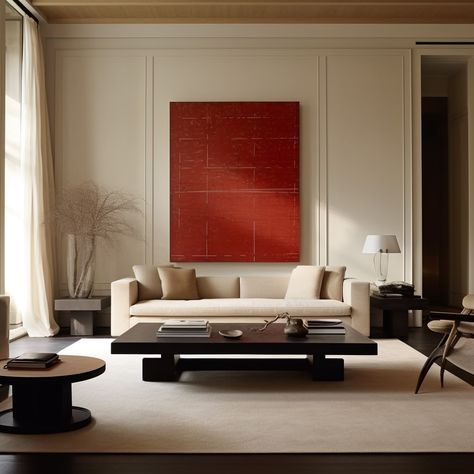 Modern Luxurious Interior Design, Modern Red Living Room, Red In Interior Design, Modern European Design, European Modern Interior, Living Room Modern Luxury, Modern Art Deco Living Room, Museum Decor, Red Modern Art