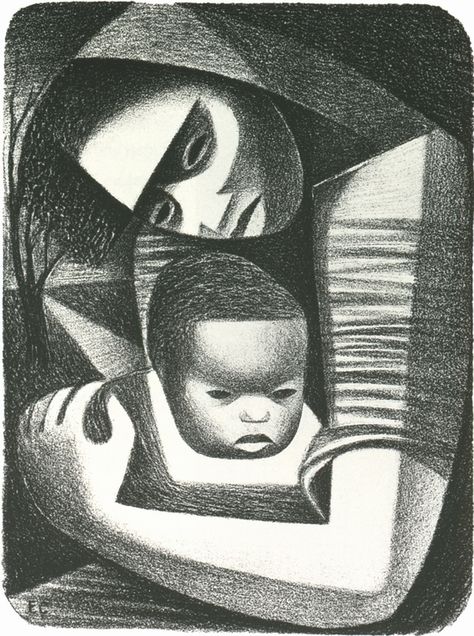 cavetocanvas: “ Elizabeth Catlett, Mother and Child, 1944 From the Metropolitan Museum of Art: “ The famous sculptor Elizabeth Catlett has also been a prolific printmaker throughout her long career.... Afrikaanse Kunst, Tableau Art, Mother Child, Madonna And Child, Mors Dag, Women Artists, Monoprint, African American Art, Sacred Art