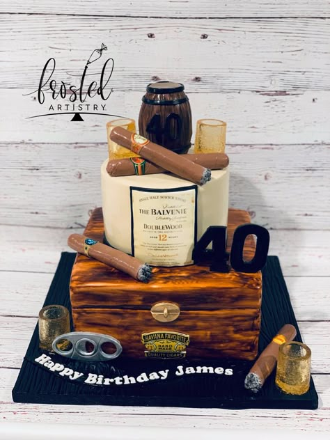 Wedding Cakes Creative, 60th Birthday Cake For Men, 40th Birthday Cakes For Men, Cakes Creative, Bourbon Cake, 50th Birthday Party Ideas For Men, Rodjendanske Torte, 40th Birthday Men, 40th Birthday Cake