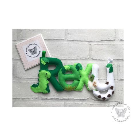 Dinosaur Name, Felt Banner, Name Banner, Name Banners, Wall Hangings, United Kingdom, Quilting, Felt, Wall Hanging