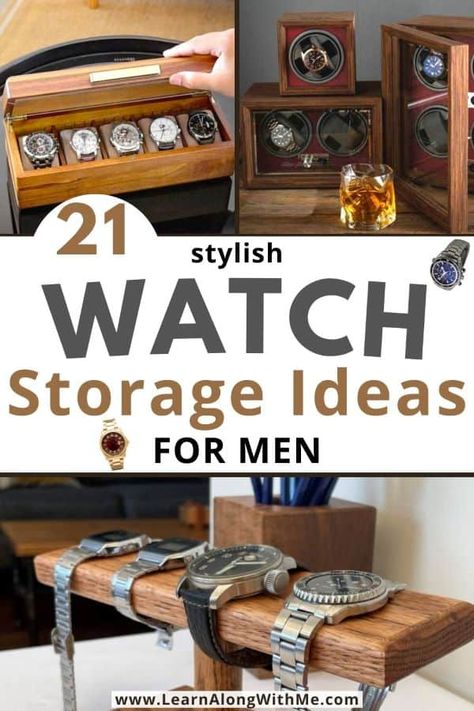 Sunglasses Storage Ideas, Watch Storage Ideas, Watch Storage Diy, Watch Box Diy, Barbie Storage, Mens Jewelry Box, Mens Watch Box, Sunglasses Storage, Watch Organizer