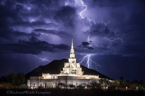 11 Shocking Pictures of LDS Temples and Lightning – LDS Temple Pics Phoenix Temple, Thomas S Monson, Mormon Temples, Monsoon Season, Church Pictures, Summer Storm, Mormon Temple, Lds Church, Lds Temples