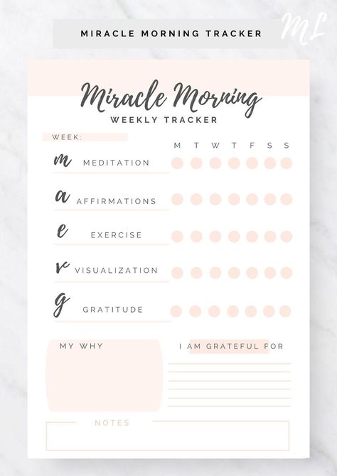 MIRACLE MORNING JOURNAL Weekly Miracle Morning Tracker, the Miracle Morning Routine Printable, Miracle Morning Life, Morning Routine Chart - Etsy weeklyplannerprintable #dailyplannerpages #bestdigitalplanner📖. Miracle Morning Journal, Morning Routine Printable, The Miracle Morning, Miracle Morning Routine, Morning Routine Chart, Fitness Tracker Printable, Routine Printable, Morning Journal, Goal Planner Printable