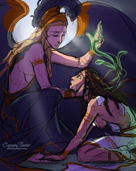 The "Cursing" of Medusa Medusa And Athena, Medusa Art, Greek Gods And Goddesses, Desen Anime, Greek And Roman Mythology, Greek Mythology Art, Bd Comics, Mythology Art, Greek Myths