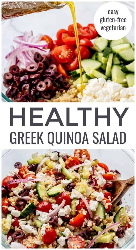 Salad With Lentils, Salad Macaroni, Greek Quinoa, Salad Recipes Gluten Free, Quinoa Recipes Easy, Salad Quinoa, Greek Quinoa Salad, Quinoa Salad Recipe, Gluten Free Salads