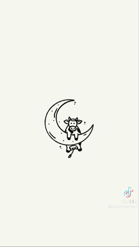 Cow Tattoo Line, Cute Simple Cow Tattoos, Cow Tatoos Cute, Cow And Moon Tattoo, Simple Cow Tattoo Ideas, Cow Line Tattoo, Highland Cow Doodle, Armadillo Tattoo Simple, Cow Tattoo Simple