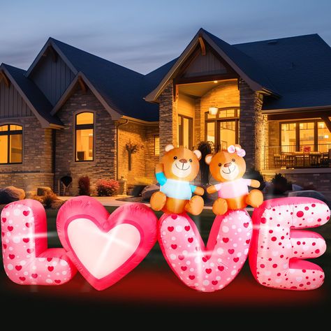 PRICES MAY VARY. Package Includes: you will receive 1 piece of Valentine inflatable love letters with colorful LED lights, 9 feet long, equipped with 6 ground piles and 2 ropes, ideal for decorating your yard or garden and creating a romantic Valentine's Day for you Built in Colorful LED Lights: our inflatable love letters have built in colorful LED lights with a rotatable design; These colorful lights will illuminate the night; These twinkling lights create a mesmerizing effect that will catch Wedding Yard, Yard Party, Valentines Day Heart, Inflatable Decorations, Romantic Things, Valentines Day Weddings, Romantic Valentine, Valentines Day Hearts, Day Wedding