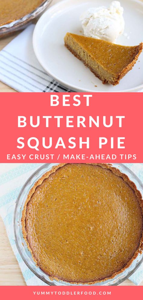 Butternut Squash Pie is a family favorite and this super easy recipe is perfect for Thanksgiving and the winter holidays. It's a delicious twist on a classic pumpkin pie! #butternutsquashpie #easypierecipe #glutenfree #squashpie #thanksgivingrecipes Butternut Squash Dessert, Squash Pie Recipes, Growing Butternut Squash, Pie With Graham Cracker Crust, Butternut Squash Pie, Low Carb Holiday Recipes, Butternut Recipes, Classic Pumpkin Pie, Squash Pie