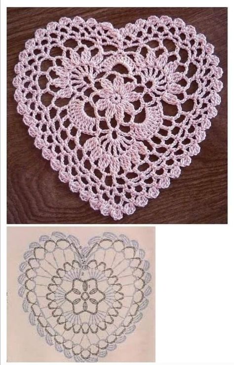 Crochet Heart Doily, Heart Doily, Free Crochet Doily Patterns, Doily Pattern, Crochet Heart Pattern, Crochet Motif Patterns, Valentines Crochet, Crochet Design Pattern, Crochet Snowflakes