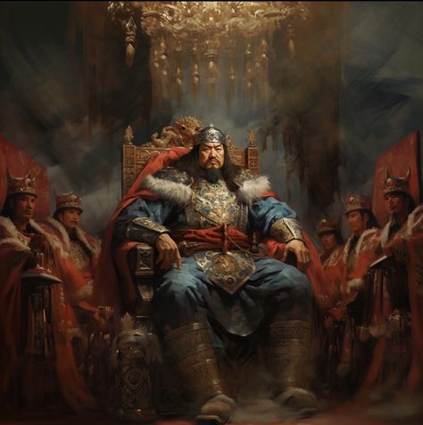 Genghis Khan Art, Gengis Kan, Ghengis Khan, Black Green Lantern, Demi God, Mughal Art Paintings, Genghis Khan, Romantic Words, Warrior Spirit