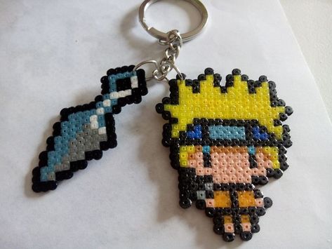 Perler Bead Patterns Naruto, Hama Beads Anime, Naruto Perler Beads, Anime Perler Beads, Naruto Perler, Nerdy Perler Beads, Anime Perler, Melty Bead Designs, Hama Mini