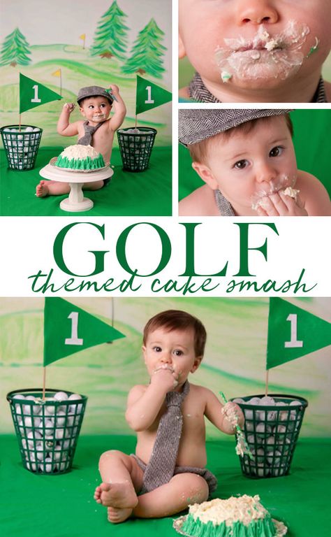 Golf Birthday Pictures, Hole In One Smash Cake Photos, Golf Theme 1st Birthday Pictures, Golf First Birthday Pictures, 1st Birthday Golf Pictures, First Birthday Golf Photo Shoot, Hole In One First Birthday Cake Smash, Hole In One First Birthday Photo Shoot, Golf Smash Cake Photos