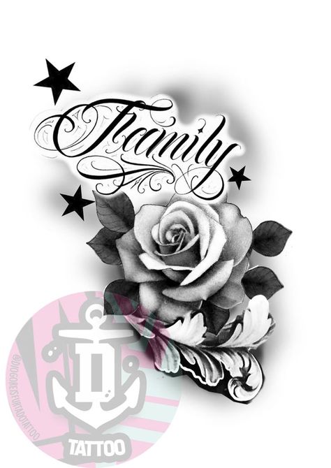 Family Rose Tattoo Design, Rose Family Tattoo Design, Rose Family Tattoo, Family Rose Tattoo, Rose Hand Tattoo, Stars Tattoo, Mechanic Tattoo, Family Tattoo Designs, Star Tattoo Designs