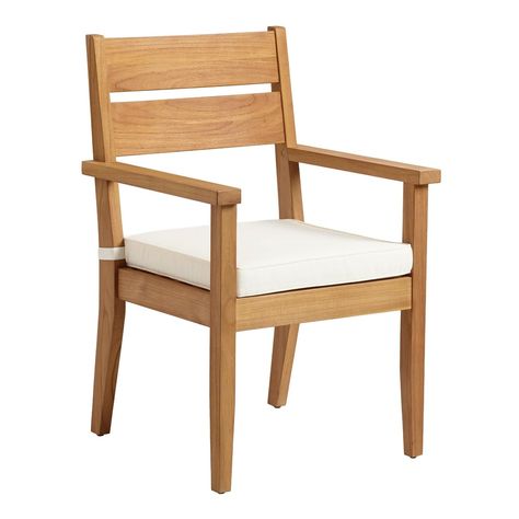 Clermont Outdoor Natural Teak Dining Arm Chair - Bed Bath & Beyond - 37632937 Kursi Outdoor, Kursi Bar, Dining Set With Bench, Deco Studio, 7 Piece Dining Set, Outdoor Armchair, Dining Armchair, Wood Arm Chair, Patio Dining Chairs