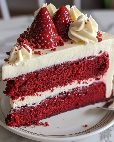 Red Velvet Aesthetic Cake, Red Velvet Cake Aesthetic, Red Velvet Dream Cake, Fancy Red Velvet Cake, Read Velvet Cake, Red Velvet Cheesecake Cake, Bolo Red Velvet, Red Desserts, Roblox Cake