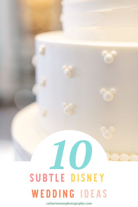 10 Subtle Disney Wedding Ideas Love Disney but don't want your wedding to look like a 5 year olds birthday party? Check out these 10 subtle Disney wedding ideas that are elegant, classy and hardly noticeable unless you squint really hard. Disney wedding ideas. Disney wedding dress. Disney wedding cake. Disney wedding centerpieces. Disney wedding vows. Wedding planning tips & tricks from Charleston SC wedding photographer Catherine Ann Photography Disney Cake Wedding, Classy Disney Party, Classy Disney Wedding Ideas, Subtle Disney Wedding Centerpieces, Subtle Disney Wedding Cake, Classy Disney Wedding, Wedding Cakes Disney, Small Disney Wedding Details, Disney Wedding Vows