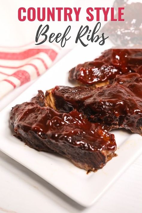 Country style beef ribs are a meaty, boneless dish that's packed with flavor and cooked low and slow in the oven. How To Cook Boneless Beef Ribs In The Oven, Beef Chuck Style Ribs Boneless Oven, Bbq Boneless Beef Ribs Crockpot, Barbecue Beef Ribs In Oven, Crockpot Country Style Beef Ribs, Country Beef Ribs Boneless Crockpot, Beef Chuck Boneless Short Ribs Recipes, Slow Cooked Beef Ribs In Oven, Boneless Beef Rib Recipes