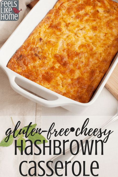 How to make the best cheesy hashbrown cassserole – This simple and easy recipe is perfect for breakfast or brunch, or even for dinner. Gluten-free with a corn flakes topping for a little crunch. Use shredded frozen hash browns for quick prep. Gluten Free Hashbrown Casserole, Gf Quiche, Brunch Potatoes, Casserole Gluten Free, Cheesy Hash Brown Casserole, Baked Hashbrowns, Gf Dinners, Gluten Free Brunch Recipes, Cheesy Hashbrown