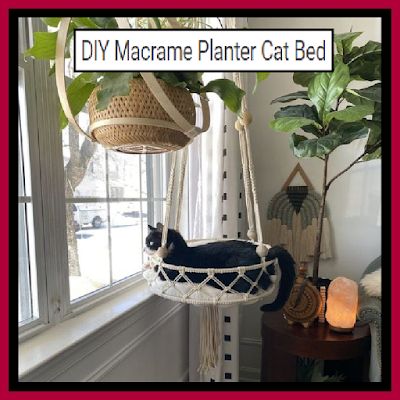 Dollar Store Crafter: Smiles, Giggles, Crafts, Dollar Tree Hacks, Halloween, Christmas, Pets, Kids Stuff, Repurposing And More :) Macrame Cat Bed, Crafts Dollar Tree, Diy Cat Bed, Cat Wash, Christmas Pets, Pet Food Containers, Macrame Planter, Dollar Tree Hacks, Tree Cat