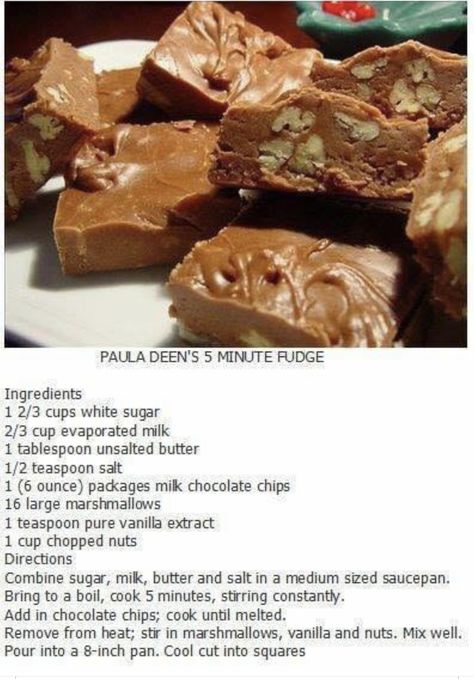 5 Minute Fudge, Fudge Ingredients, Paula Deen Recipes, Fudge Recipes Easy, Homemade Fudge, Christmas Candy Recipes, Peanut Butter Fudge, Homemade Candies, Candy Desserts