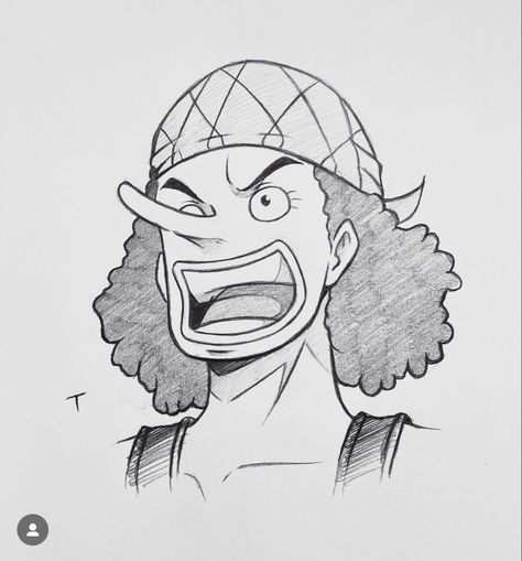 One Piece Easy Sketch, Ussop Sketch, Luffy Face Drawing, One Piece Simple Drawing, Usopp One Piece Drawing, Usopp Sketch, How To Draw One Piece, Zoro Drawings Easy, Anime Sketch One Piece