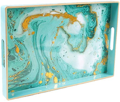 Amazon.com: MAONAME Plastic Decorative Tray, Rectangular Marbling Tray with Handles, Coffee Table Serving Tray for Ottoman, Bathroom, Storage | 15.7" Lx 10.2" W X 1.57" H: Kitchen & Dining Bathroom Ottoman, Kitchen Counter Tray, Tray For Ottoman, Crystal Whiskey Glasses, Tray For Coffee Table, Plastic Serving Trays, Bathroom Vanity Tray, Bar Tray, Tray With Handles